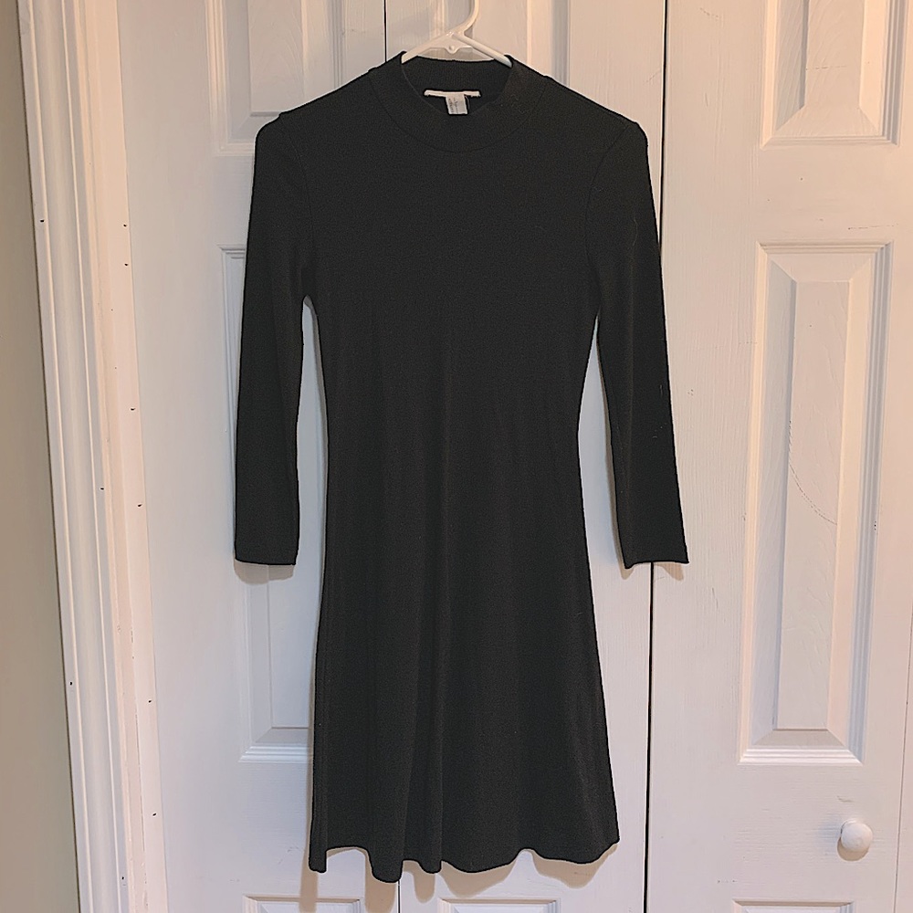 Black Ribbed Sweater Dress